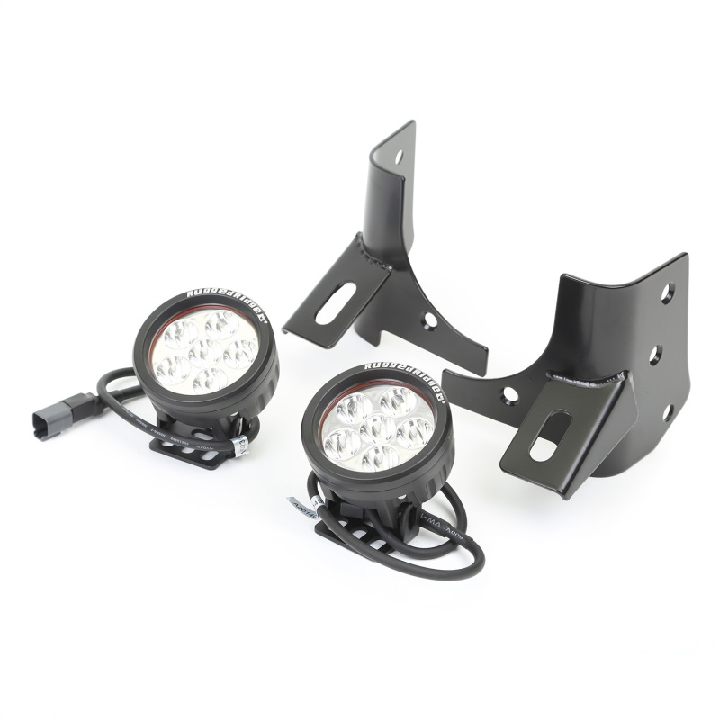 Jeep Wrangler LED Light Kit - Rugged Ridge - Windshield Bracket, 3.5 in. Round, Off-Road - Black - `97-`06